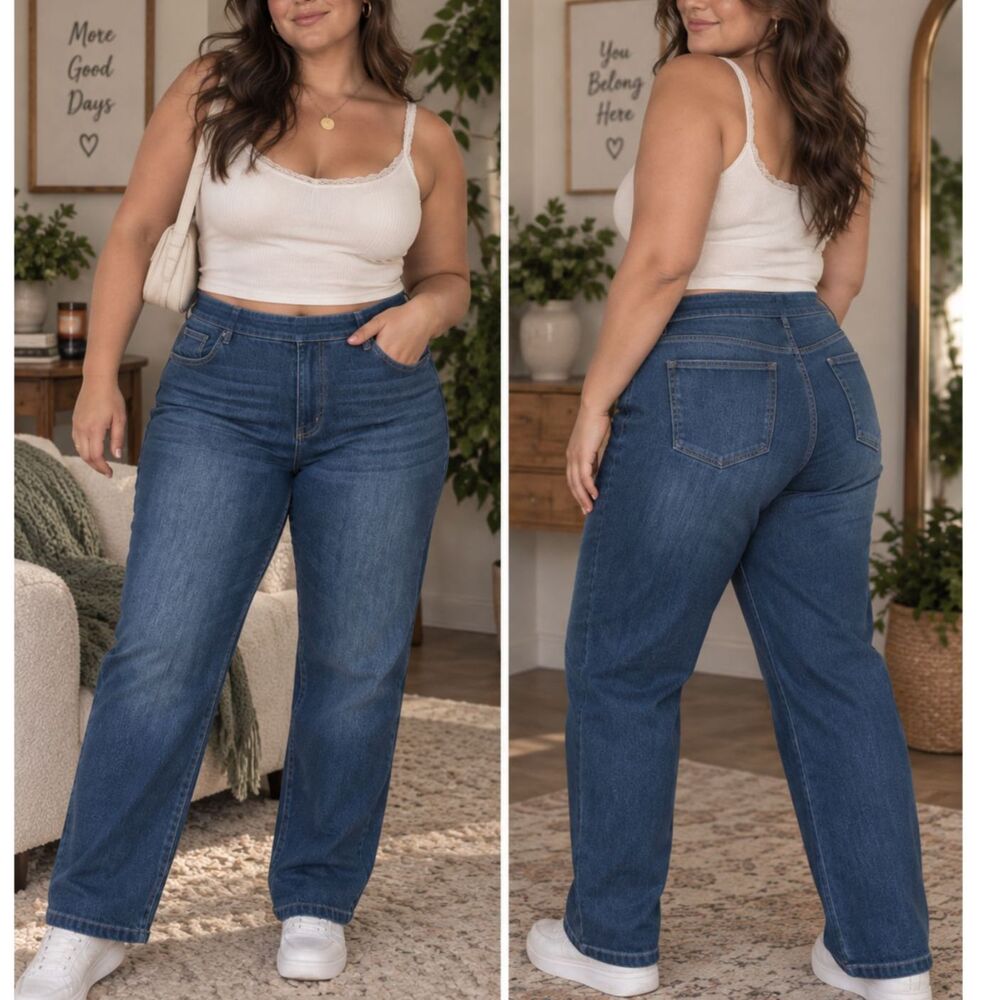 Halara Flex High Waist Tummy Control Straight Leg Casual Jeans Size XL Tall